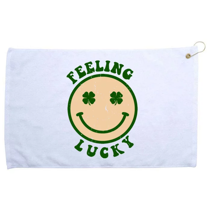 Shamrock Feeling Lucky Retro Smiley Grommeted Golf Towel