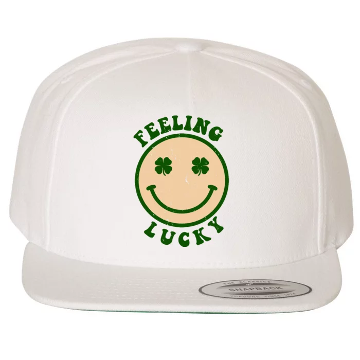 Shamrock Feeling Lucky Retro Smiley Wool Snapback Cap