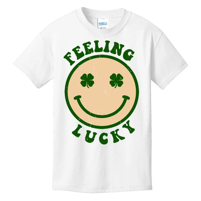 Shamrock Feeling Lucky Retro Smiley Kids T-Shirt