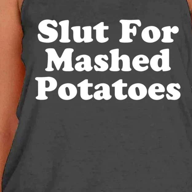 Slut For Mashed Potatoes Funny Potato Foodie Women's Knotted Racerback Tank