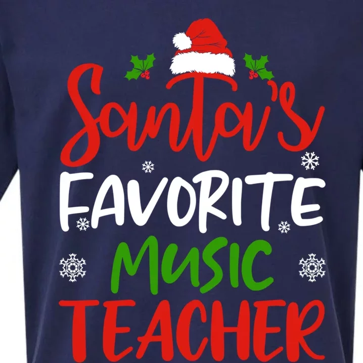 SantaS Favorite Music Teacher Funny Christmas Funny Gift Funny Gift Sueded Cloud Jersey T-Shirt