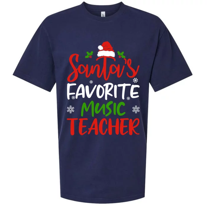 SantaS Favorite Music Teacher Funny Christmas Funny Gift Funny Gift Sueded Cloud Jersey T-Shirt