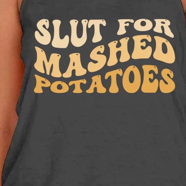 Slut For Mashed Potatoes Funny Potato Foodie Women's Knotted Racerback Tank