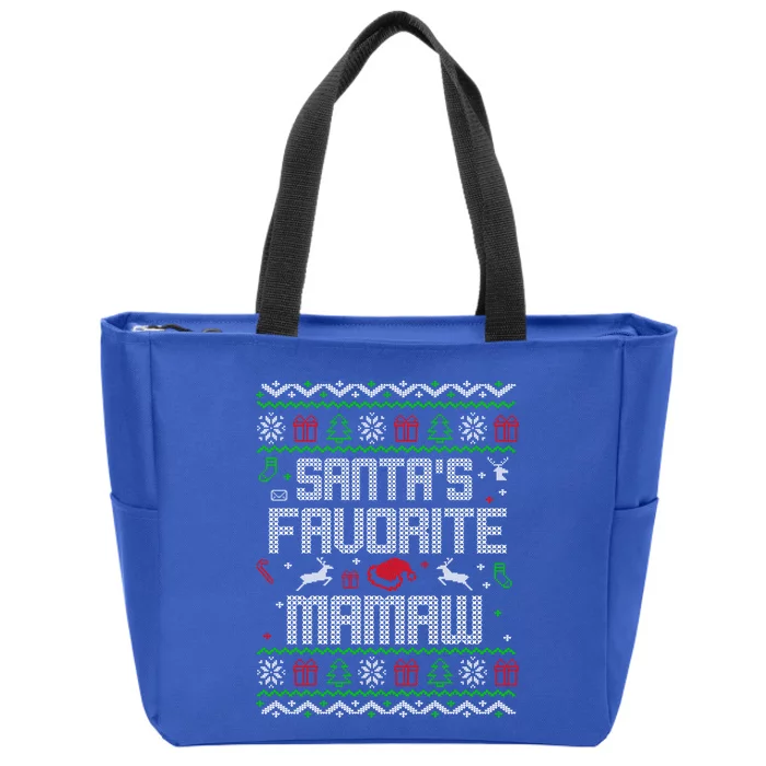 SantaS Favorite Mamaw Gift Ugly Christmas Gift Zip Tote Bag