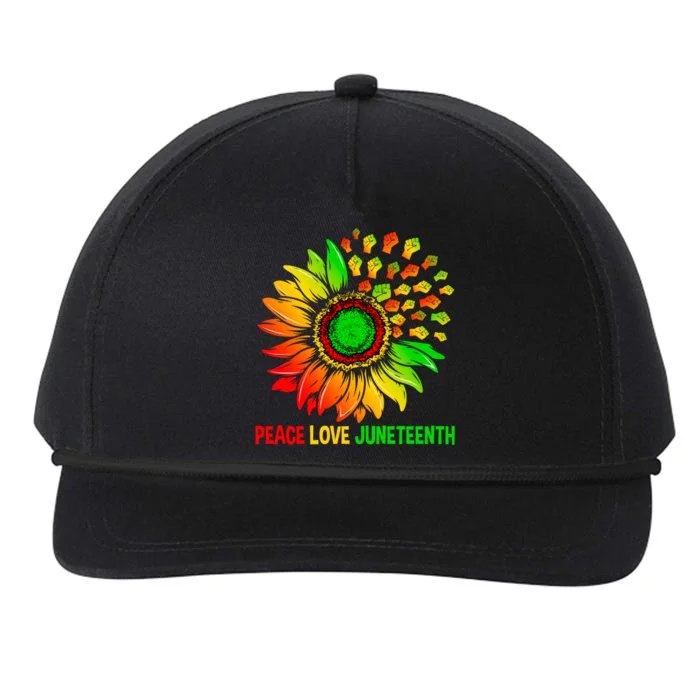 Sunflower Fist Melanin Black History Peace Love Juneteenth Meaningful Gift Snapback Five-Panel Rope Hat