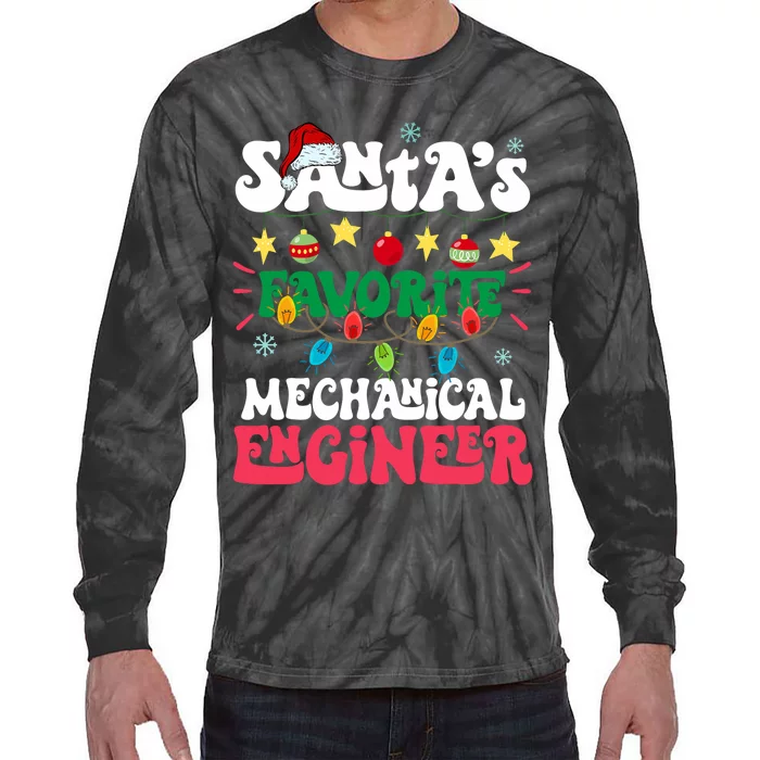 SantaS Favorite Mechanical Engineer Santa Hat Light Xmas Tie-Dye Long Sleeve Shirt