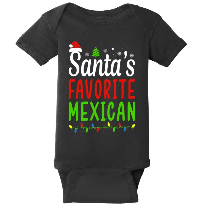 Santas Favorite Mexican Funny Christmas Santa Hat Light Baby Bodysuit