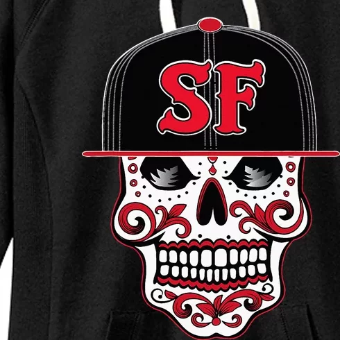 San Francisco Mexican Sugar Skull Design Bay Area Women's Fleece Hoodie