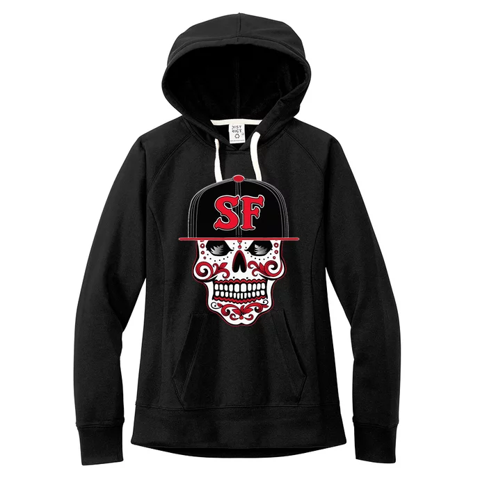 San Francisco Mexican Sugar Skull Design Bay Area Women's Fleece Hoodie