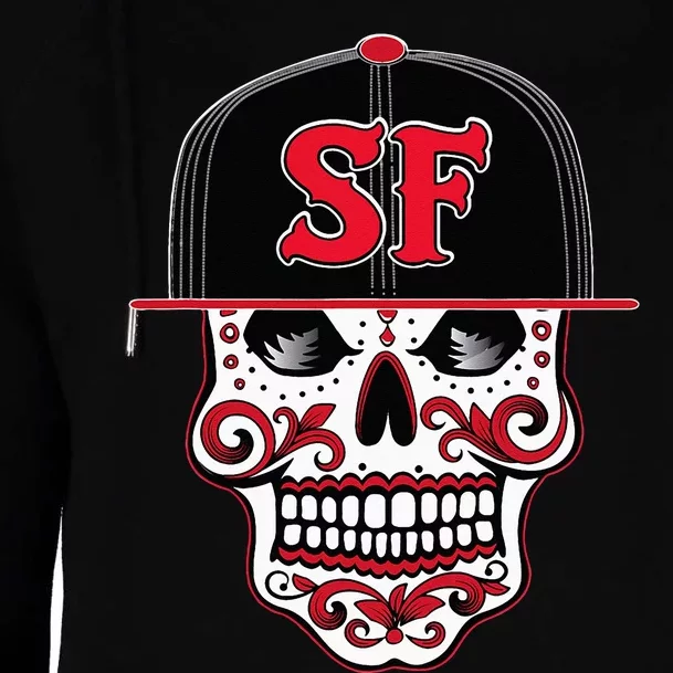 San Francisco Mexican Sugar Skull Design Bay Area Womens Funnel Neck Pullover Hood