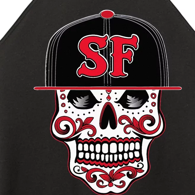 San Francisco Mexican Sugar Skull Design Bay Area Women’s Perfect Tri Rocker Tank