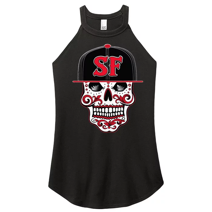 San Francisco Mexican Sugar Skull Design Bay Area Women’s Perfect Tri Rocker Tank