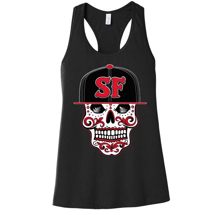 San Francisco Mexican Sugar Skull Design Bay Area Women's Racerback Tank