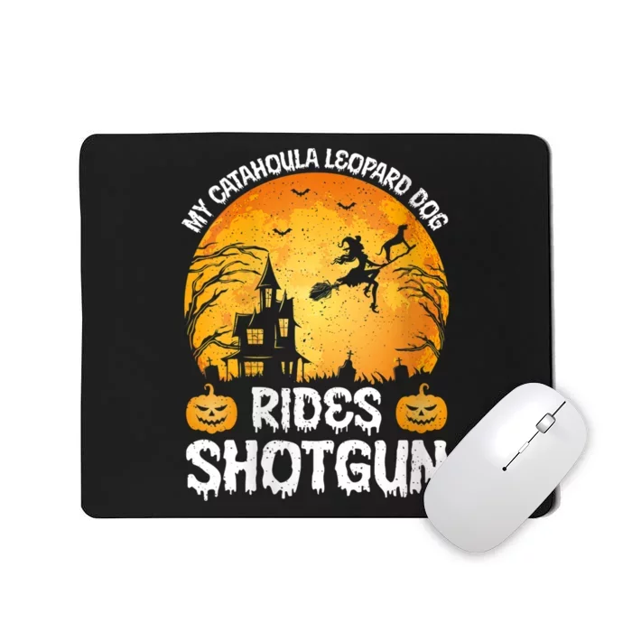 S Funny My Catahoula Leopard Dog Rides Shotgun Halloween Vneck Mousepad