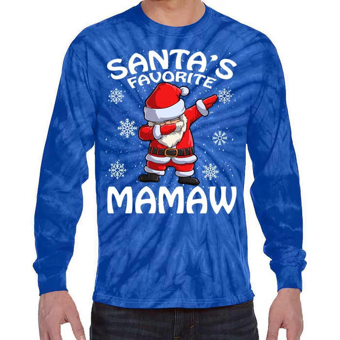 Santas Favorite Mamaw Christmas Gift Tie-Dye Long Sleeve Shirt