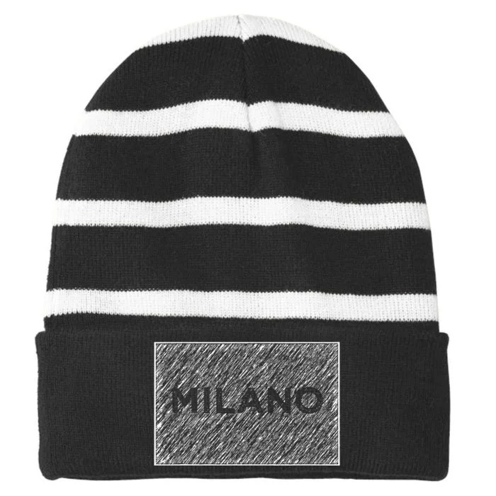 Stylish Fashion Milano Italy Striped Beanie with Solid Band