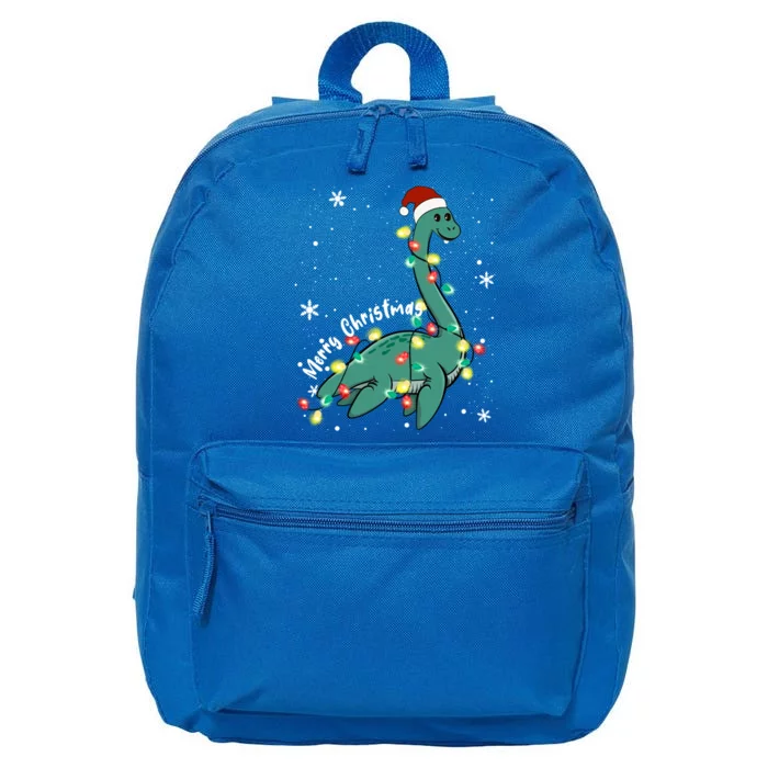 Snow Flakes Merry Christmas Plesiosaur Gift 16 in Basic Backpack