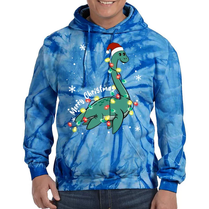 Snow Flakes Merry Christmas Plesiosaur Gift Tie Dye Hoodie