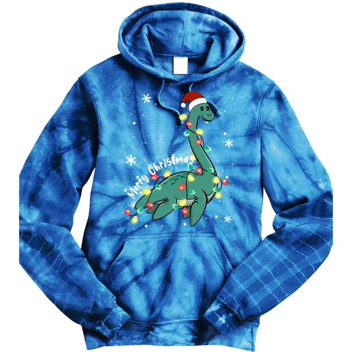 Snow Flakes Merry Christmas Plesiosaur Gift Tie Dye Hoodie