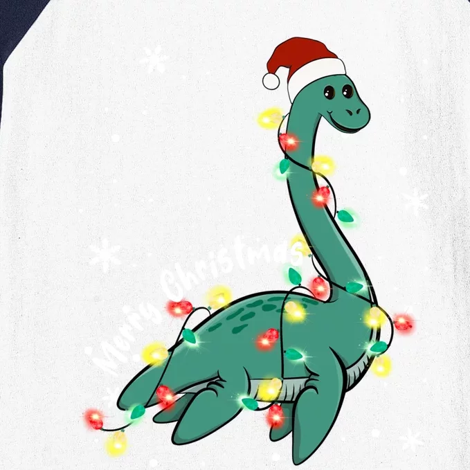 Snow Flakes Merry Christmas Plesiosaur Gift Baseball Sleeve Shirt