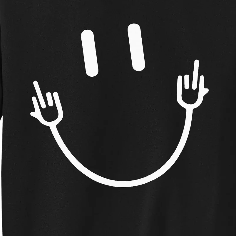 Smile Face Middle Finger Funny Sarcasm Meme Quote Tall Sweatshirt