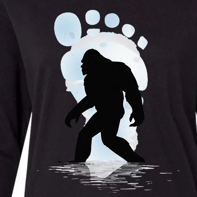 Sasquatch Footprint Moon Light Bigfoot Lovers Gifts Womens Cotton Relaxed Long Sleeve T-Shirt