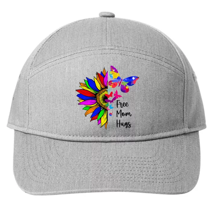 Sunflower Free Mom Hugs Butterfly Lgbt Pride Month 7-Panel Snapback Hat