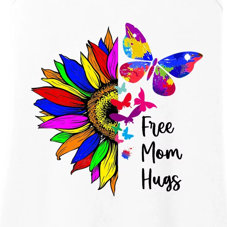 Sunflower Free Mom Hugs Butterfly Lgbt Pride Month Ladies Essential Tank