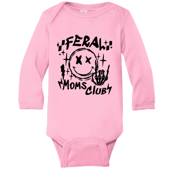 Somebodys Feral Mama Funny Mommy Baby Long Sleeve Bodysuit