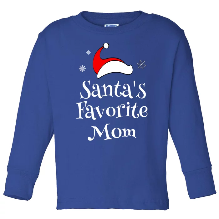 Santas Favorite Mom Christmas Xmas Family Matching Holiday Gift Toddler Long Sleeve Shirt