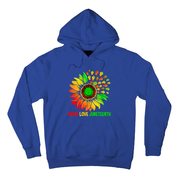 Sunflower Fist Melanin Black History Peace Love Juneteenth Gift Tall Hoodie