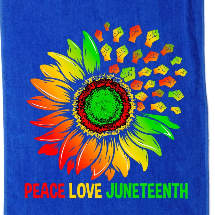 Sunflower Fist Melanin Black History Peace Love Juneteenth Gift Platinum Collection Golf Towel