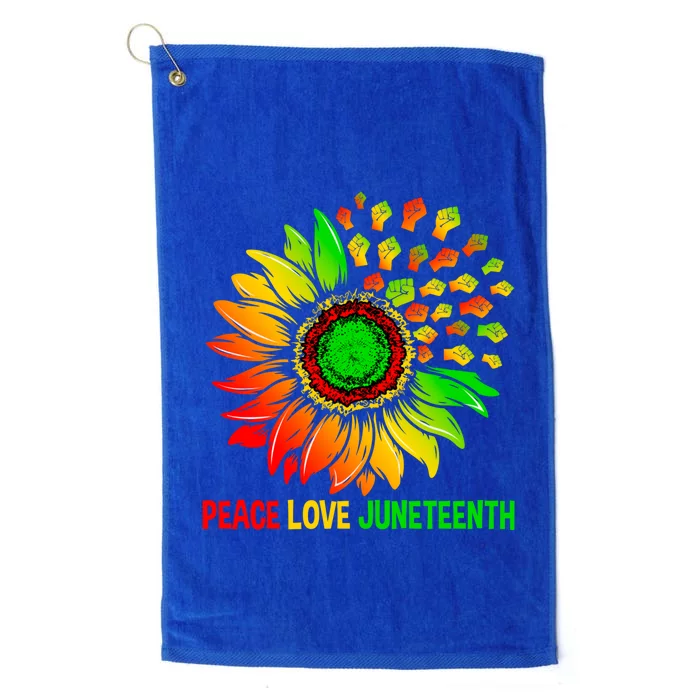 Sunflower Fist Melanin Black History Peace Love Juneteenth Gift Platinum Collection Golf Towel