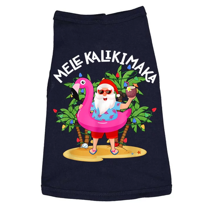 Santa Flamingo Mele Kalikimaka Tropical Christmas Hawaiian Doggie Tank