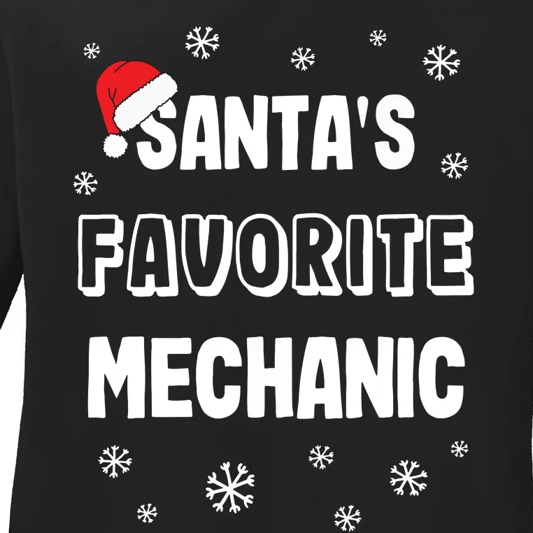 Santas Favorite Mechanic Christmas Gift Ladies Long Sleeve Shirt