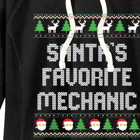 Santas Favorite Mechanic Ugly Christmas Sweater Women's Fleece Hoodie