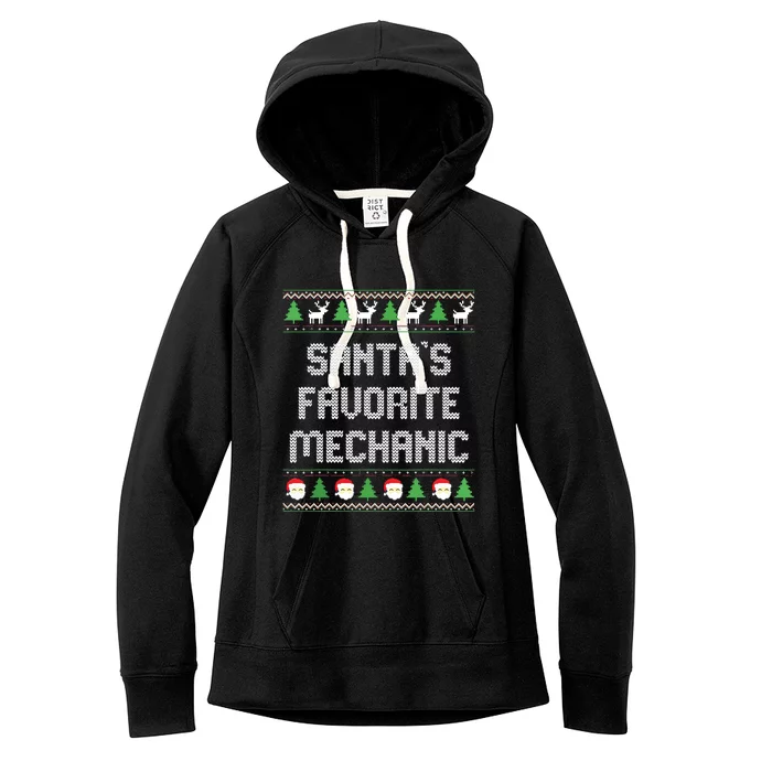 Santas Favorite Mechanic Ugly Christmas Sweater Women's Fleece Hoodie