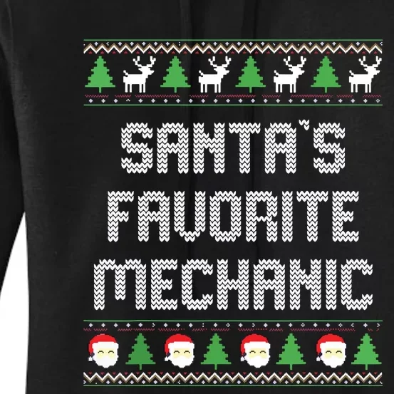 Santas Favorite Mechanic Ugly Christmas Sweater Women's Pullover Hoodie