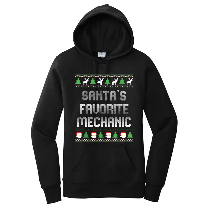 Santas Favorite Mechanic Ugly Christmas Sweater Women's Pullover Hoodie