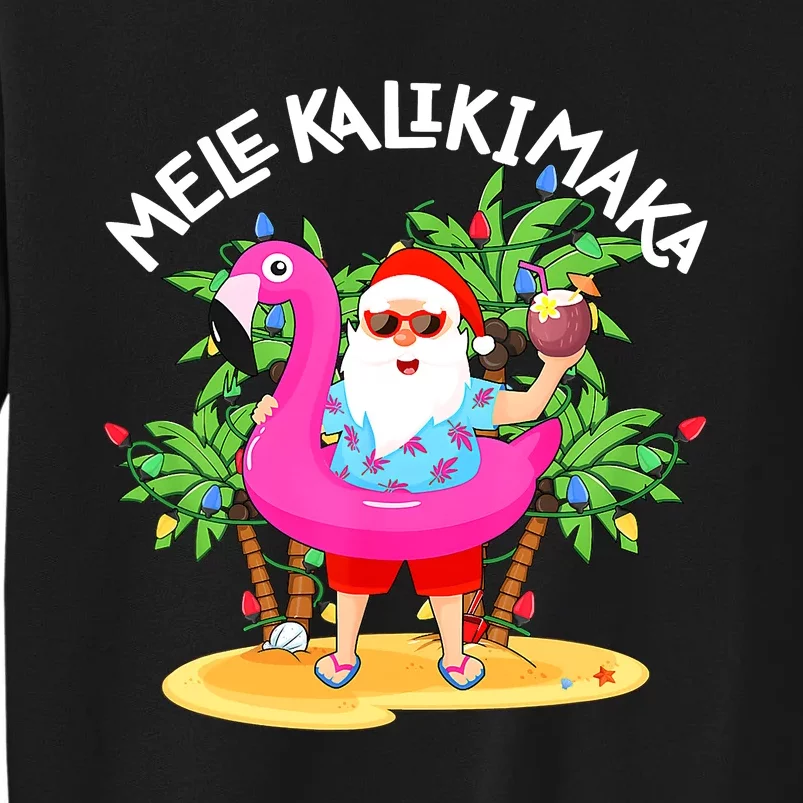 Santa Flamingo Mele Kalikimaka Tropical Christmas Hawaiian Sweatshirt