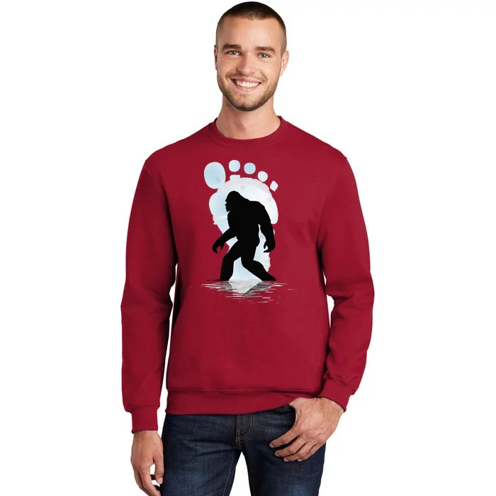 Sasquatch Footprint Moon Light Bigfoot Lovers Gifts Tall Sweatshirt