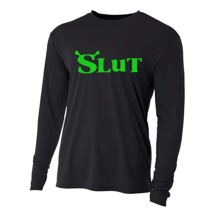 Slut Funny Meme Logo Cooling Performance Long Sleeve Crew