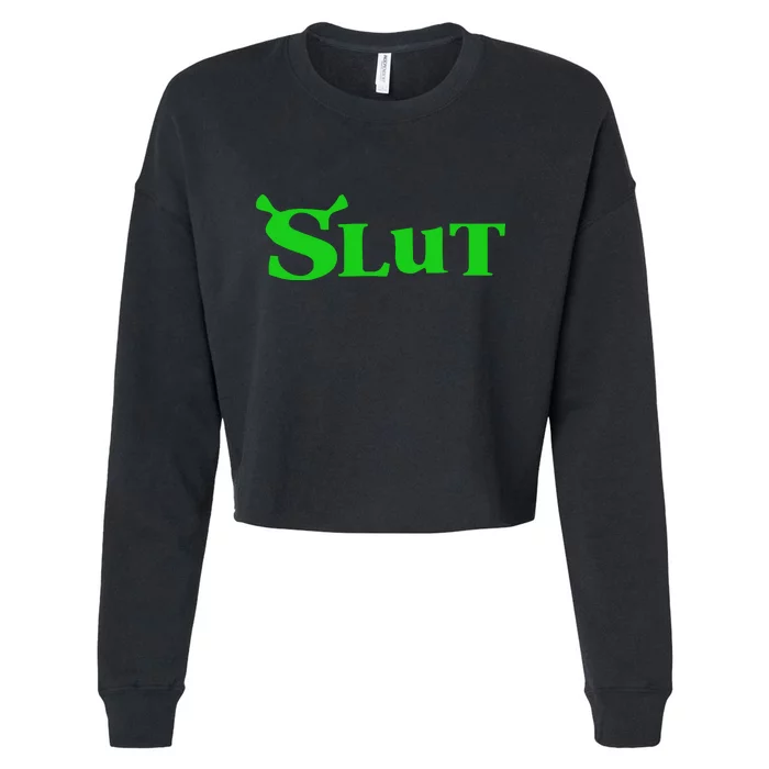 Slut Funny Meme Logo Cropped Pullover Crew