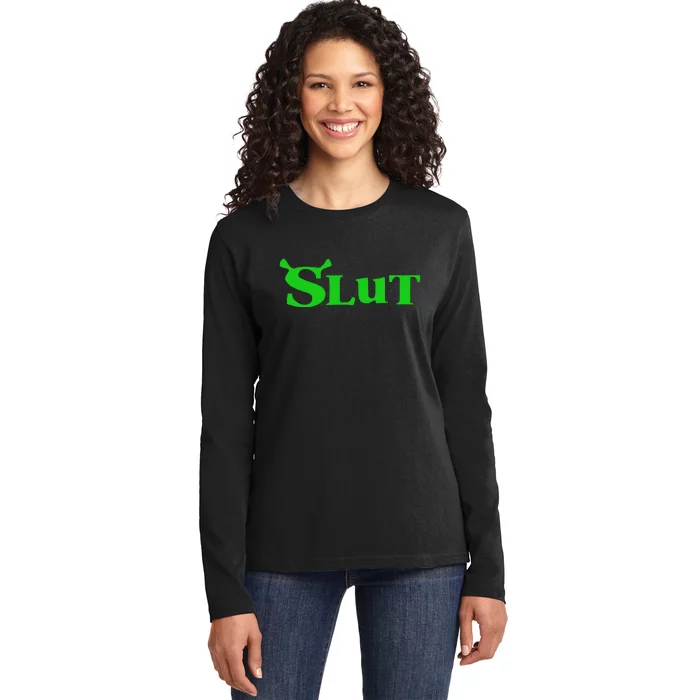 Slut Funny Meme Logo Ladies Long Sleeve Shirt