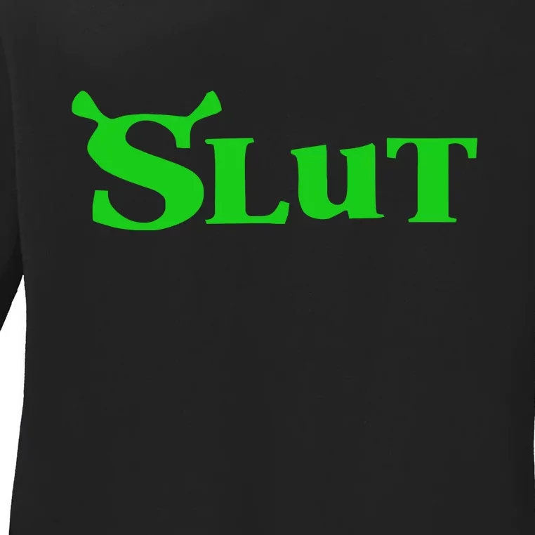 Slut Funny Meme Logo Ladies Long Sleeve Shirt