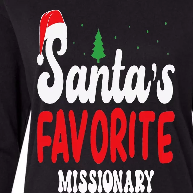 Santa's Favorite Missionary Christmas Pajamas Womens Cotton Relaxed Long Sleeve T-Shirt