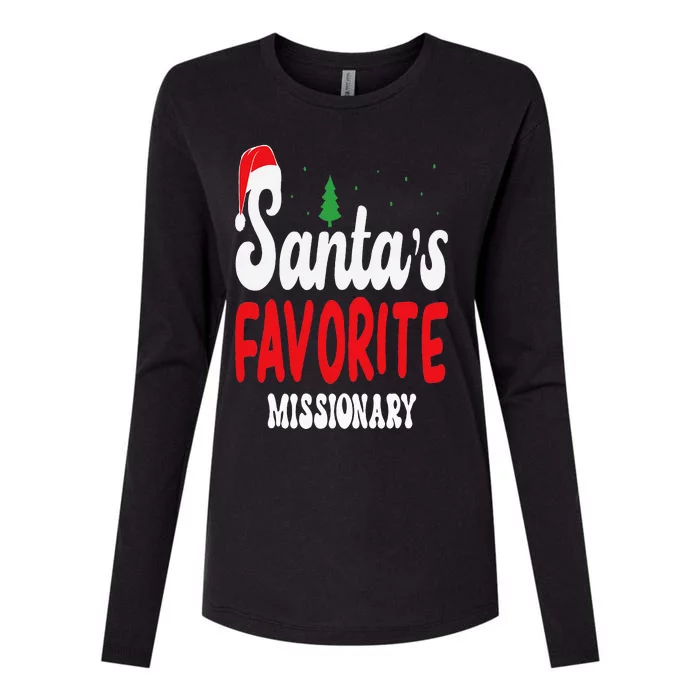 Santa's Favorite Missionary Christmas Pajamas Womens Cotton Relaxed Long Sleeve T-Shirt