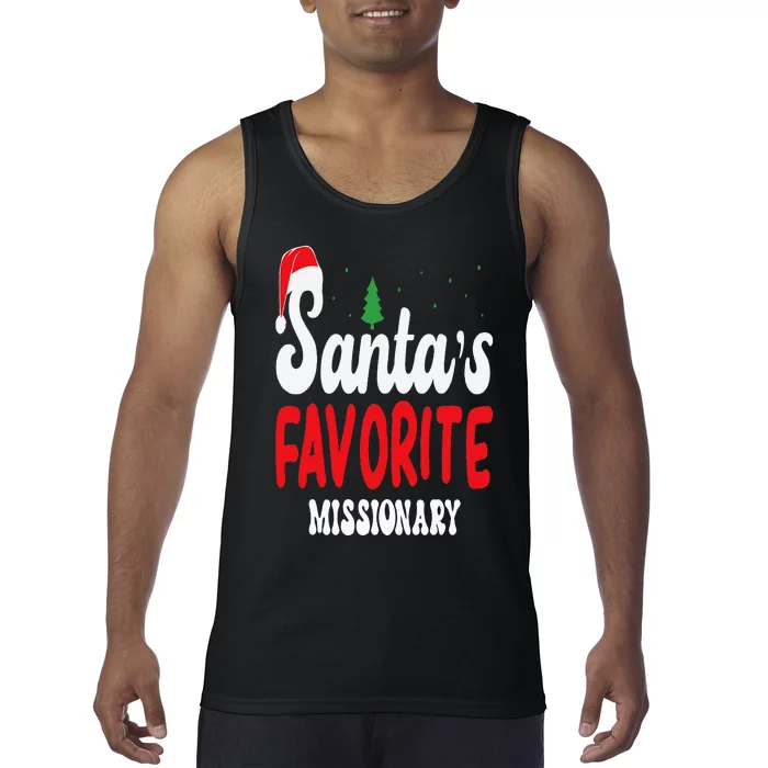 Santa's Favorite Missionary Christmas Pajamas Tank Top