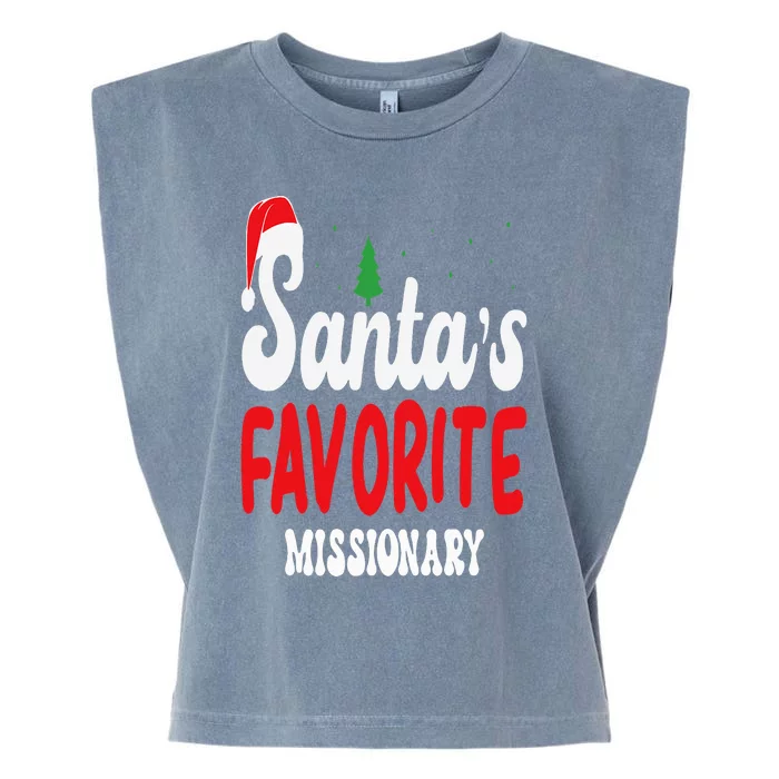 Santa's Favorite Missionary Christmas Pajamas Garment-Dyed Women's Muscle Tee