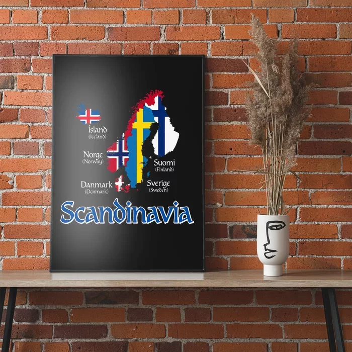 Scandinavia Flags Map Poster